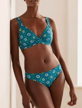 Boden Teal and Green Floral Bikini Set